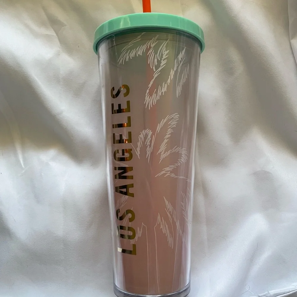 NEW Starbucks Los Angeles Pink/Palm Trees Venti Cold Cup Tumbler (24 oz)